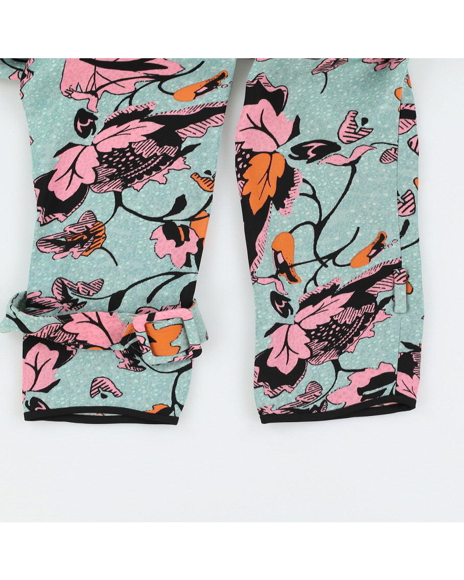 Diane Von Furstenberg Green Floral Mac Coat - XS
