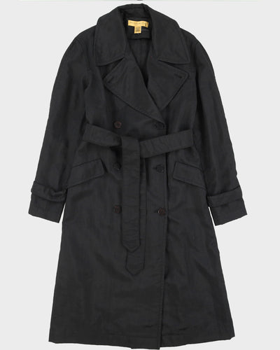 Donna Karan Black Belted Rain Mac - L
