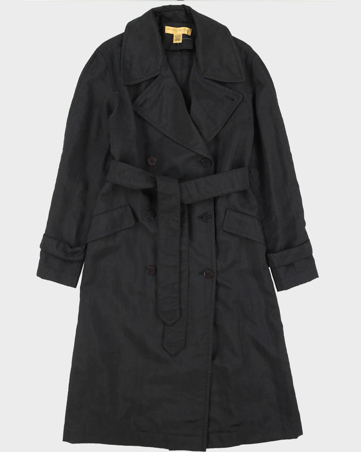 Donna Karan Black Belted Rain Mac - L