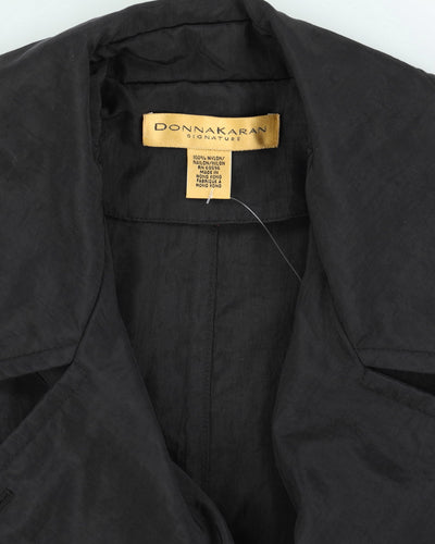 Donna Karan Black Belted Rain Mac - L