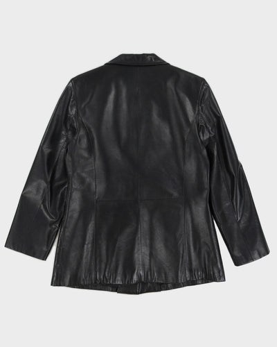 Vintage 90s Danier Black Leather Blazer - UK12-14