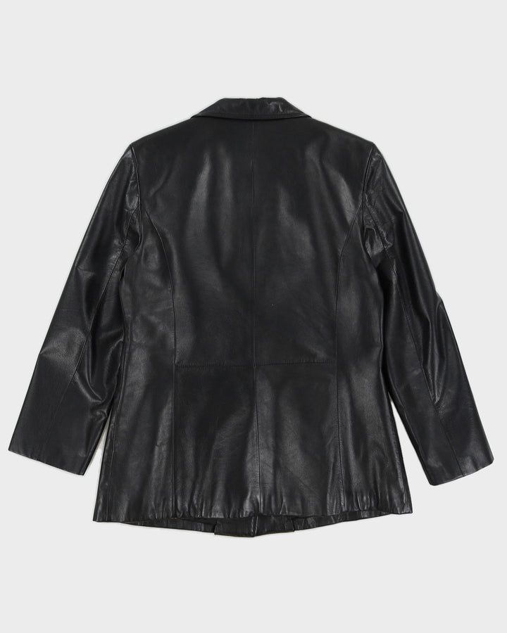 Vintage 90s Danier Black Leather Blazer - UK12-14
