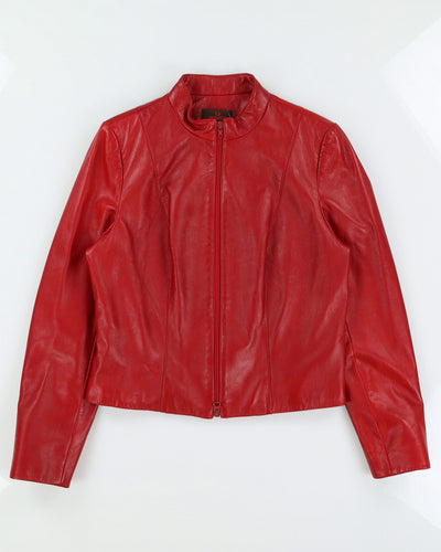 Y2K 00s Danier Cherry Red Leather Jacket - L