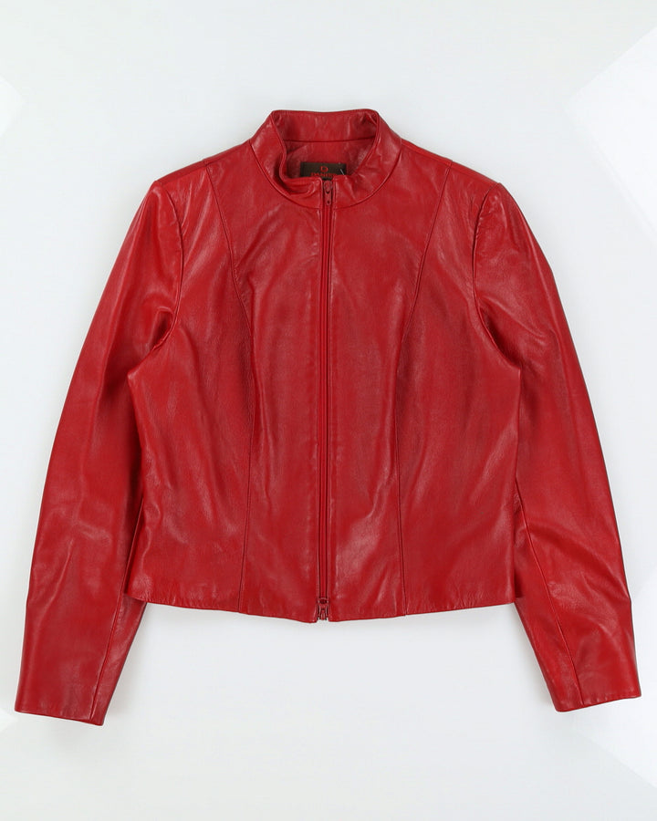 Y2K 00s Danier Cherry Red Leather Jacket - L