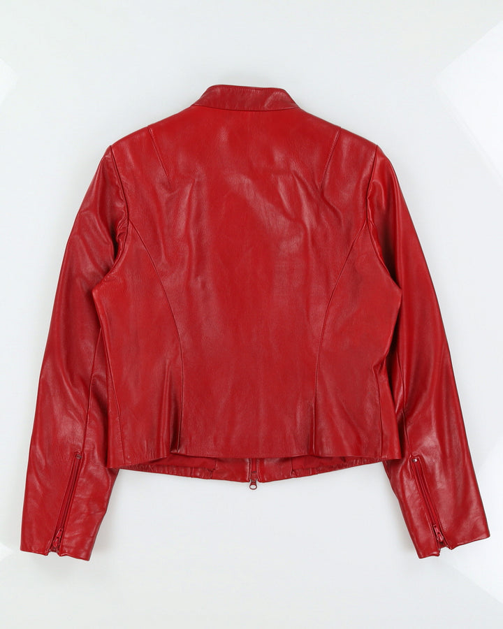 Y2K 00s Danier Cherry Red Leather Jacket - L