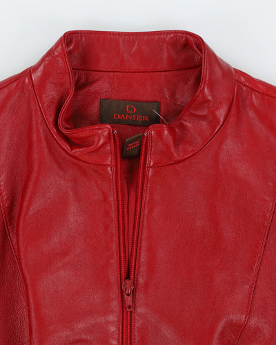 Y2K 00s Danier Cherry Red Leather Jacket - L