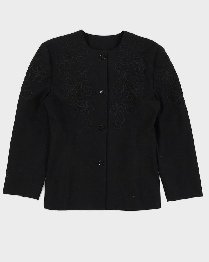 Black Ribbon Embroidered Blazer Jacket - M