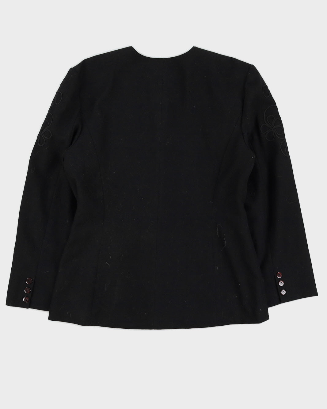 Black Ribbon Embroidered Blazer Jacket - M