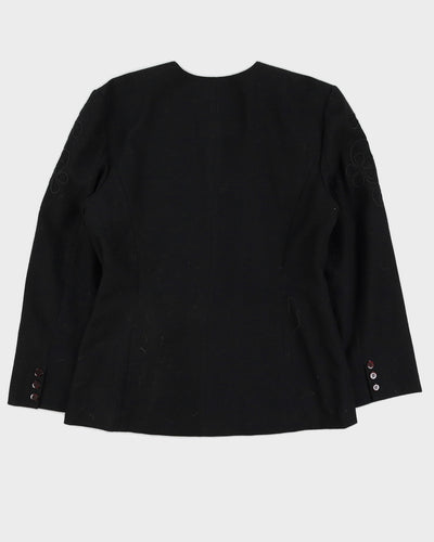 Black Ribbon Embroidered Blazer Jacket - M
