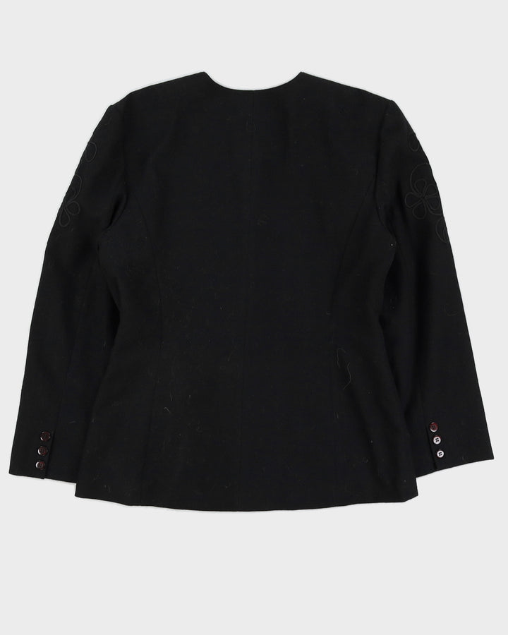 Black Ribbon Embroidered Blazer Jacket - M