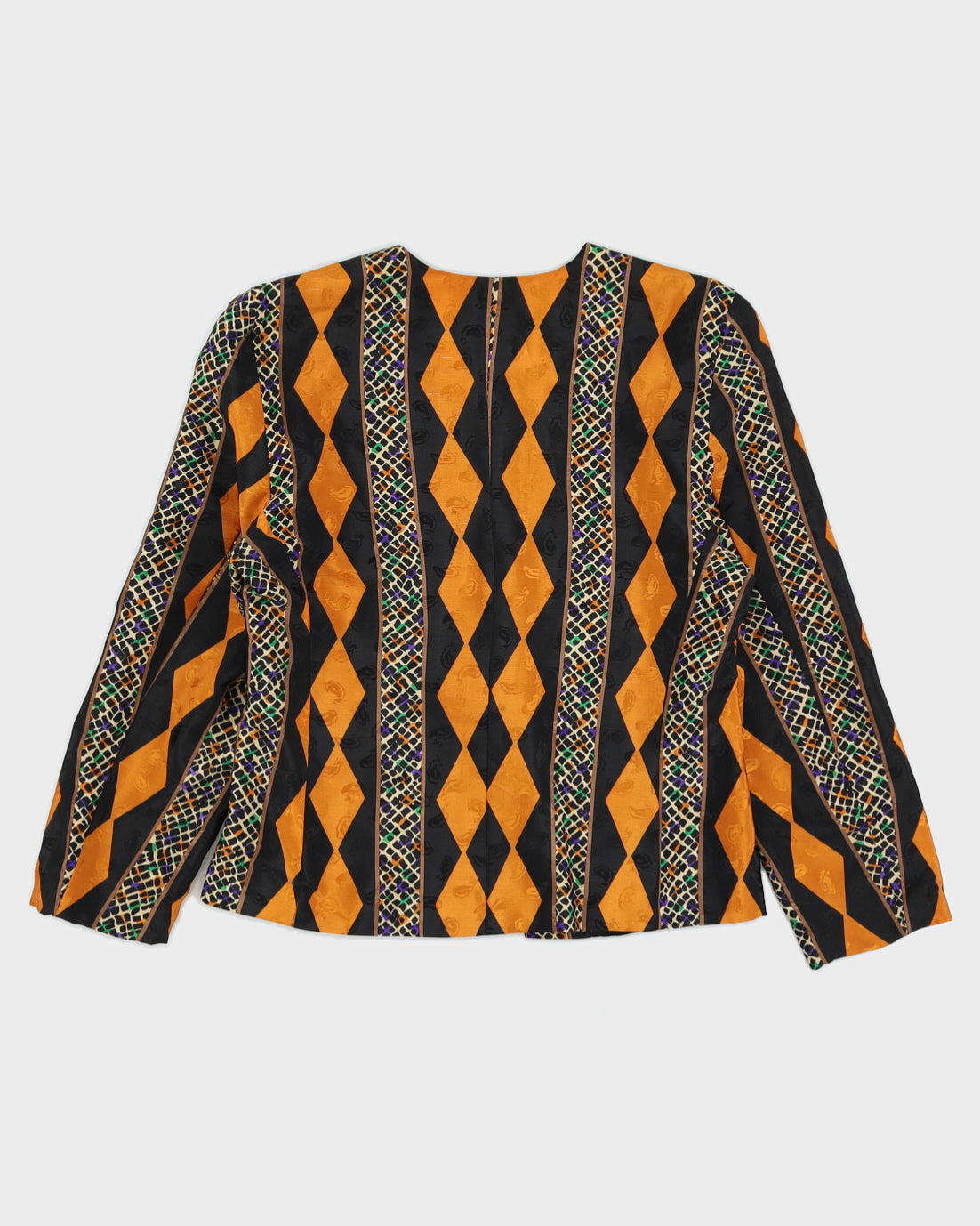 Black And Orange Patterned Blazer Jacket - M