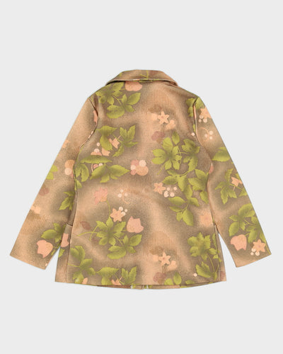 Vintage 1970s Green Patterned Blazer Jacket - S