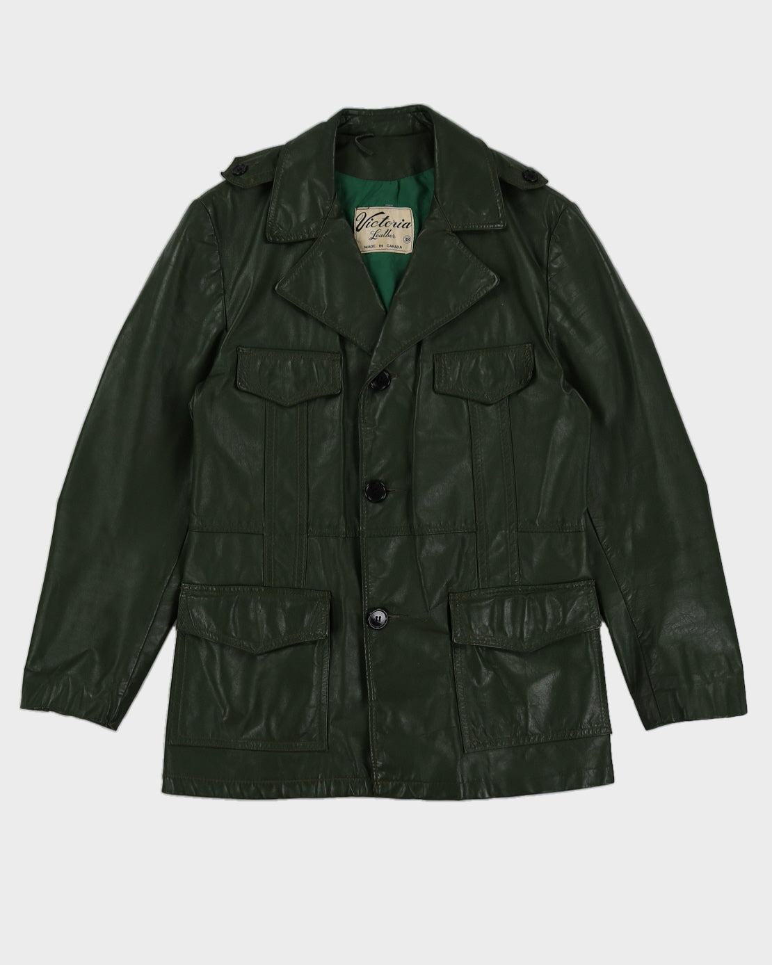 Vintage 70s Victoria Green Leather Blazer - M