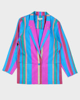 00s Thai Silk Turquoise Blazer Jacket - L