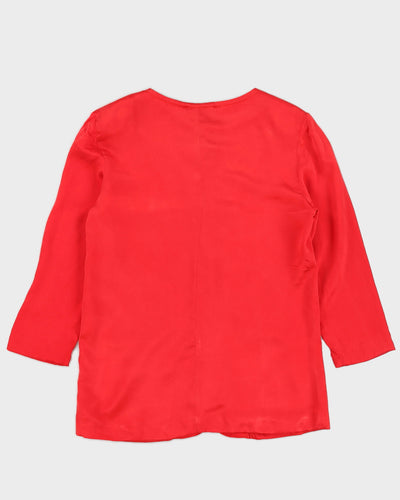 Red Silk Blazer Jacket - M