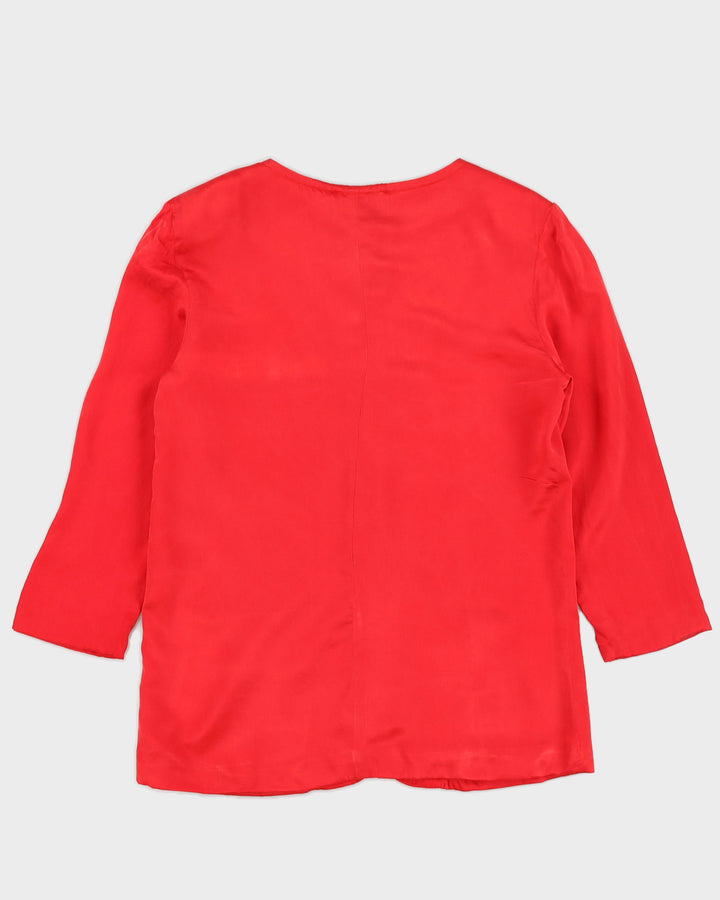 Red Silk Blazer Jacket - M