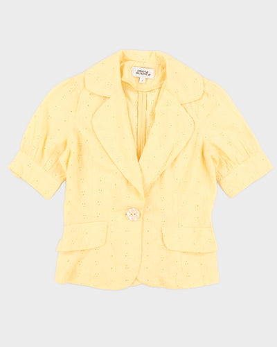 Yellow Lace Short Sleeve Blazer Jacket - XXS