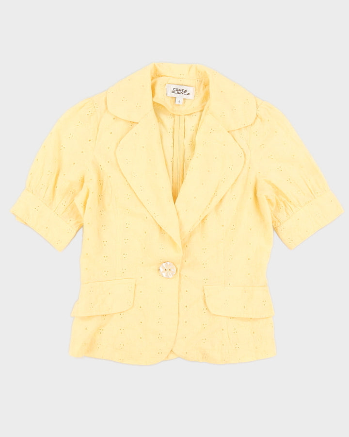 Yellow Lace Short Sleeve Blazer Jacket - XXS