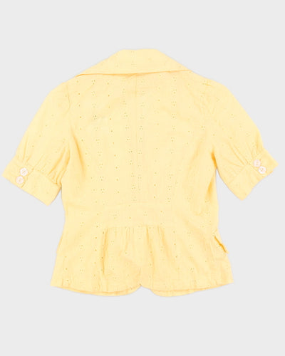 Yellow Lace Short Sleeve Blazer Jacket - XXS