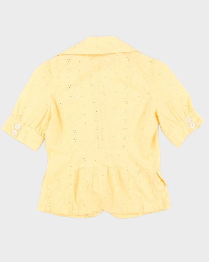 Yellow Lace Short Sleeve Blazer Jacket - XXS