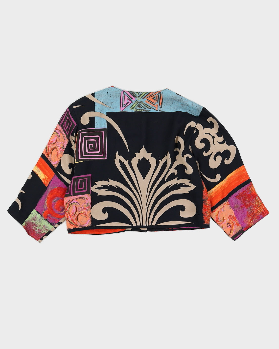 Black Patterned Cropped Jacket - S