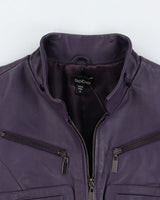 Y2K 00s Bebe Purple Leather Moto Jacket - S