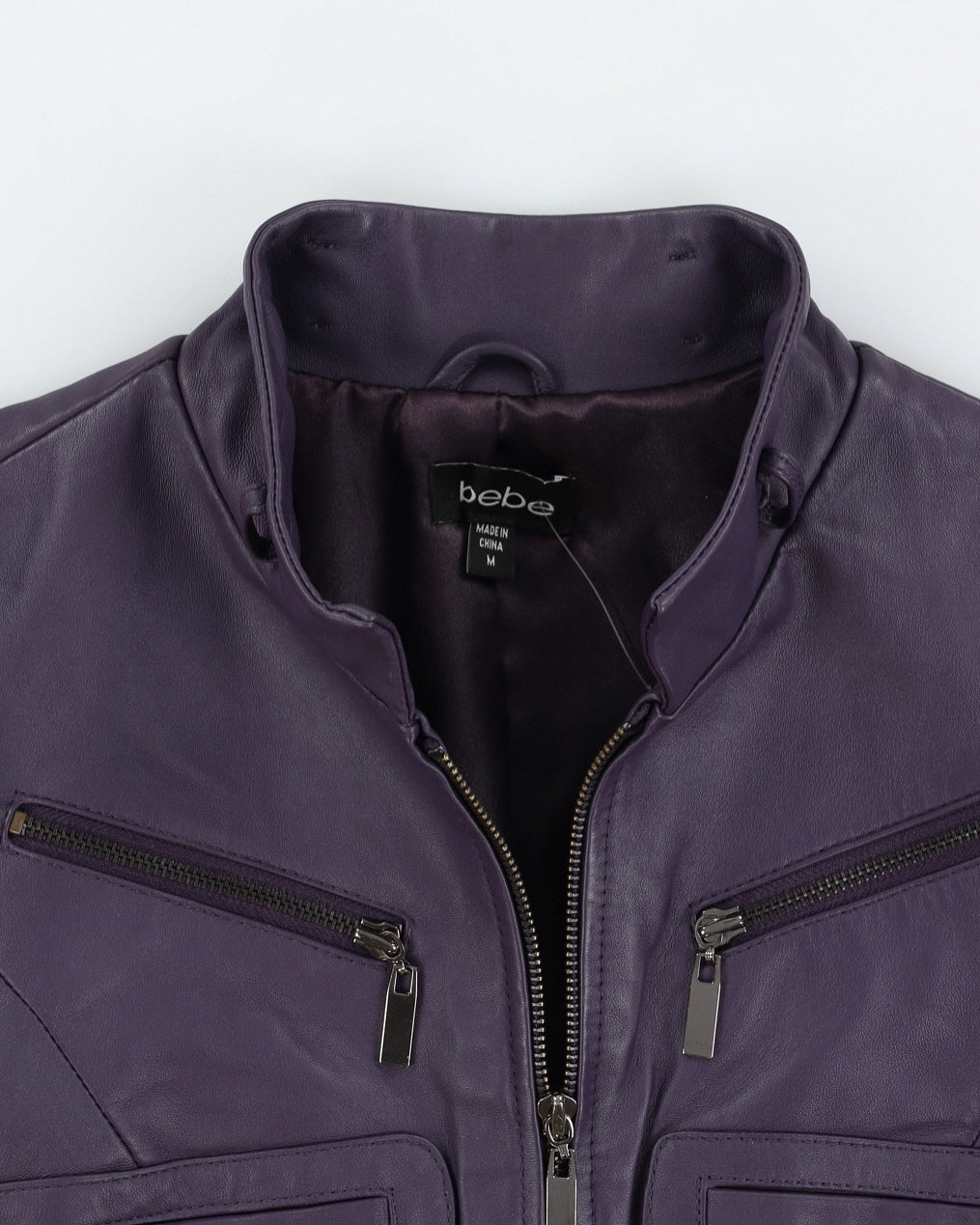 Y2K 00s Bebe Purple Leather Moto Jacket - S