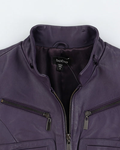 Y2K 00s Bebe Purple Leather Moto Jacket - S