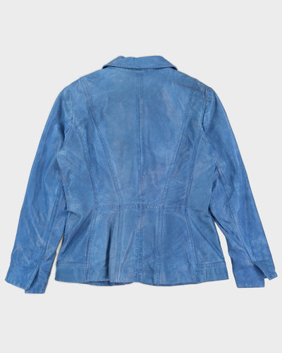 Vintage 90s Danier Blue Leather Blazer - L