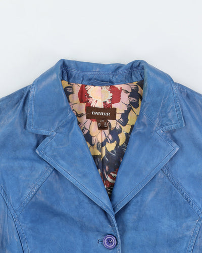 Vintage 90s Danier Blue Leather Blazer - L