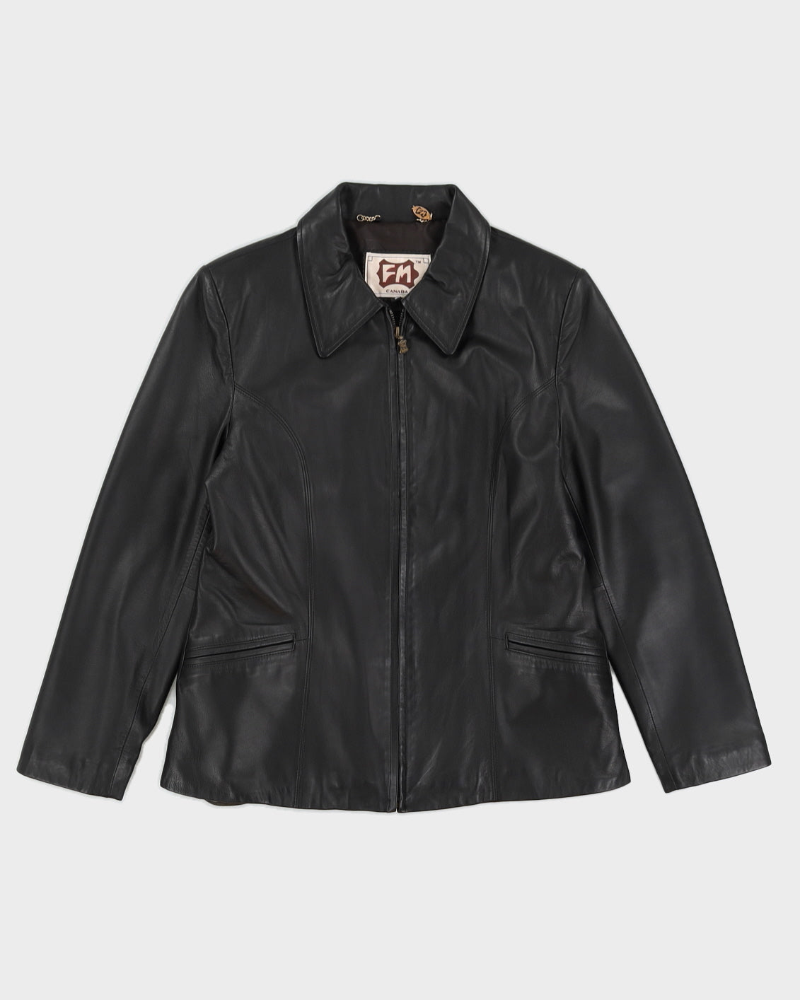 Vintage 90s FM Canada Leather Zip Up Jacket - S