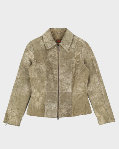 Vintage 90s Danier Khaki Marbled Leather Jacket - S