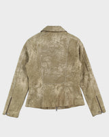 Vintage 90s Danier Khaki Marbled Leather Jacket - S