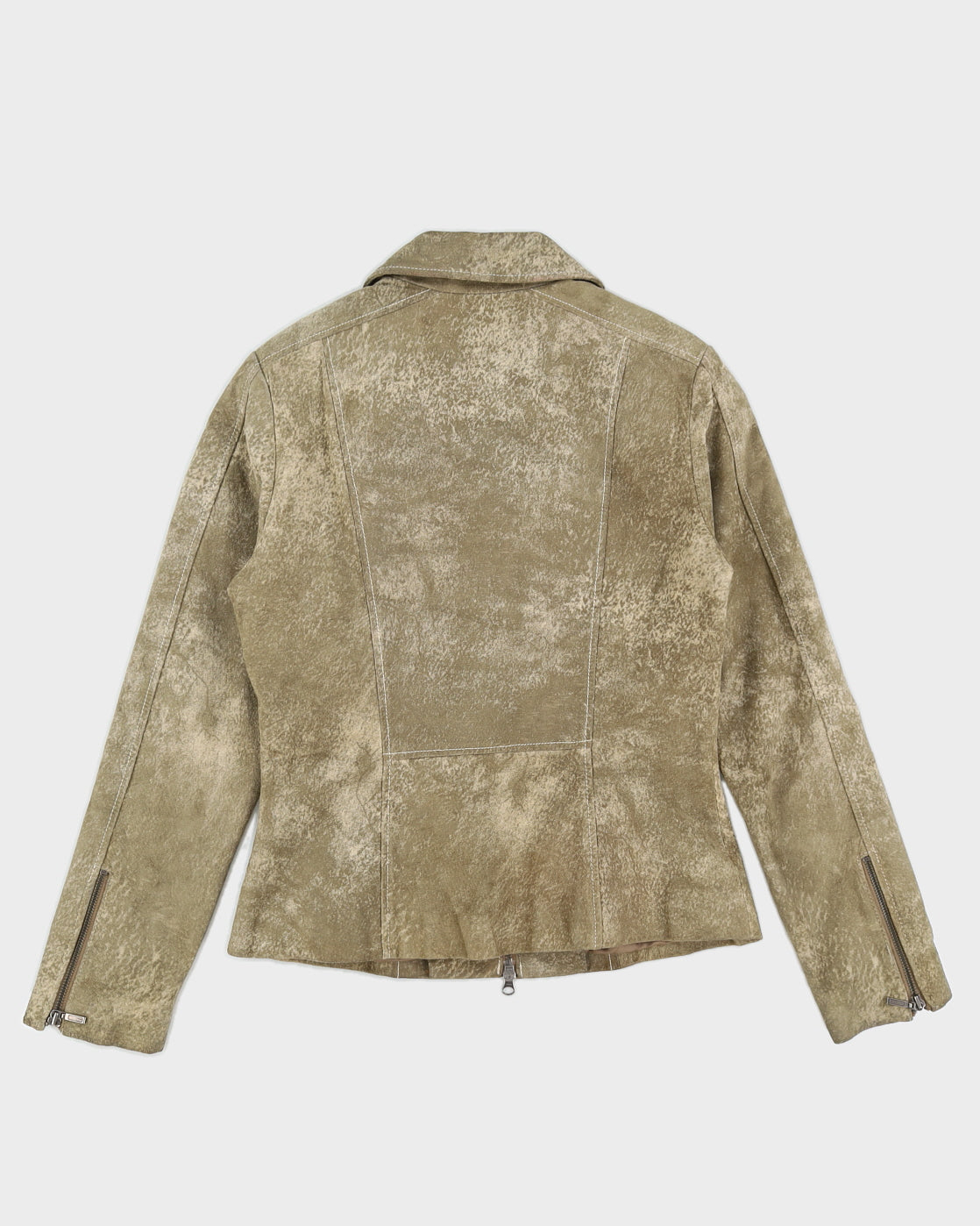Vintage 90s Danier Khaki Marbled Leather Jacket - S