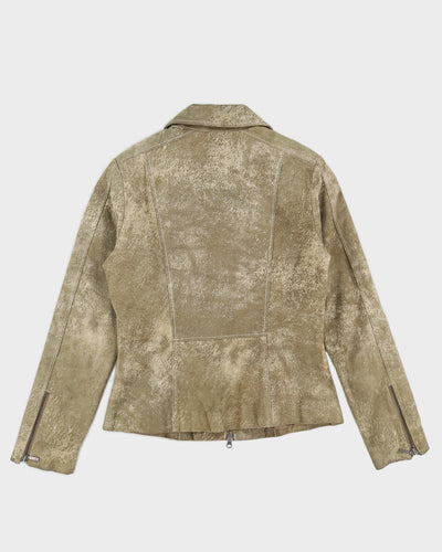 Vintage 90s Danier Khaki Marbled Leather Jacket - S