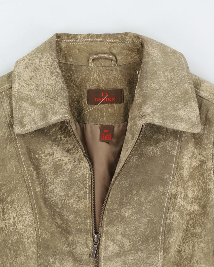 Vintage 90s Danier Khaki Marbled Leather Jacket - S