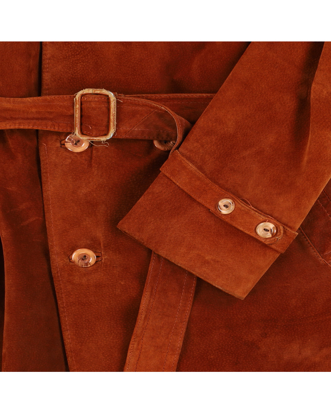 Vintage 60s Bobby Hull Burnt Orange Suede Leather Coat - L