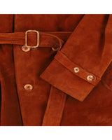 Vintage 60s Bobby Hull Burnt Orange Suede Leather Coat - L