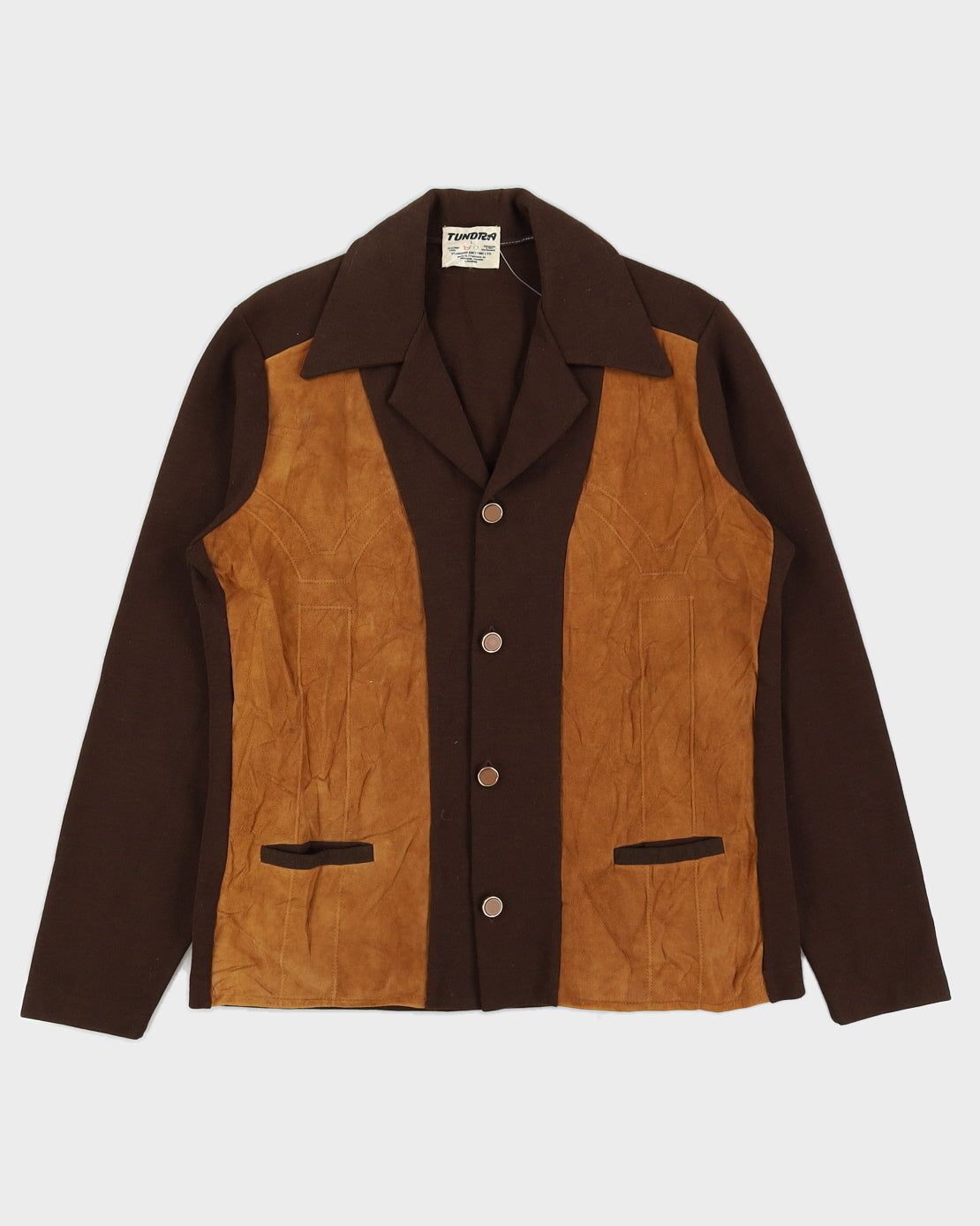 Vintage 80s Tundra Suede Brown Button Up Shirt - L