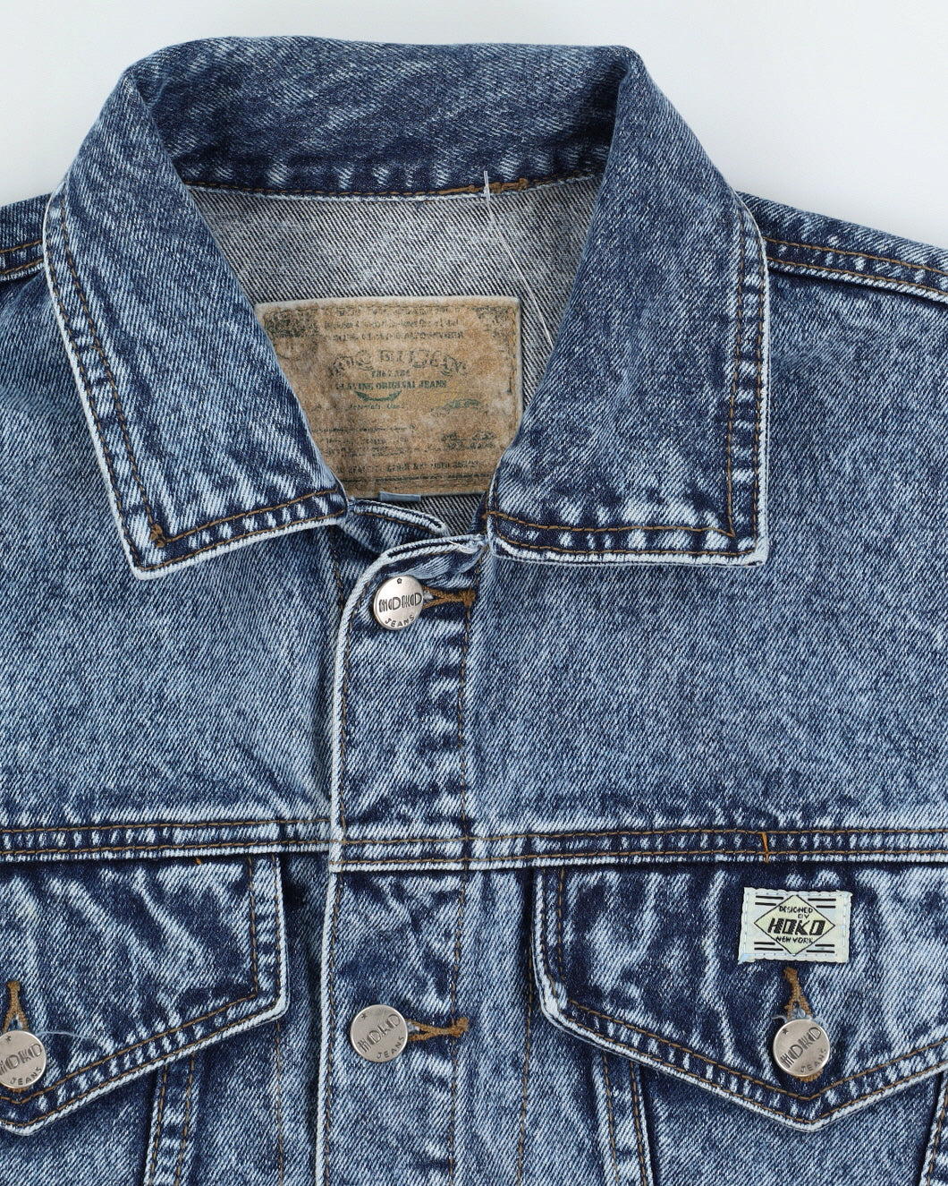 Vintage 80s Hoko Jeans Stone Wash Blue Denim Jacket - L