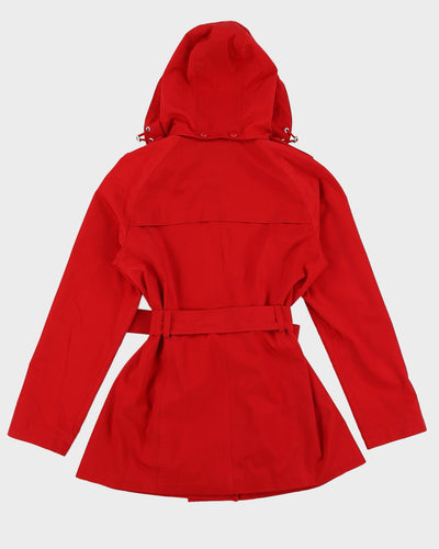 Calvin Klein Red Double Breasted Hooded Coat - M