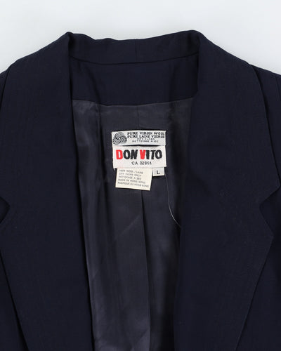 Vintage 80s Don Vito Navy Blazer Coat - L