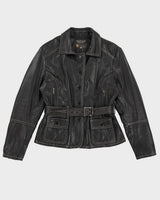 Vintage 90s Maria's Leather Jacket With Belt - M