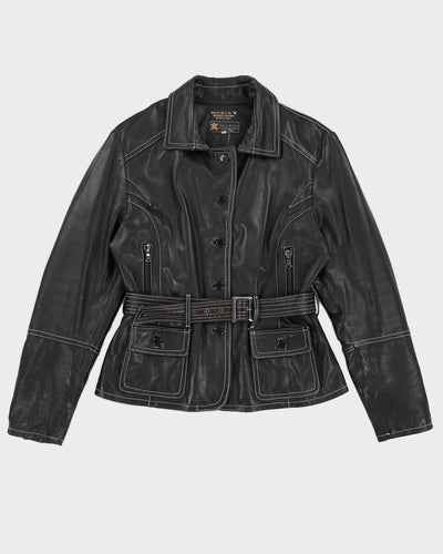 Vintage 90s Maria's Leather Jacket With Belt - M