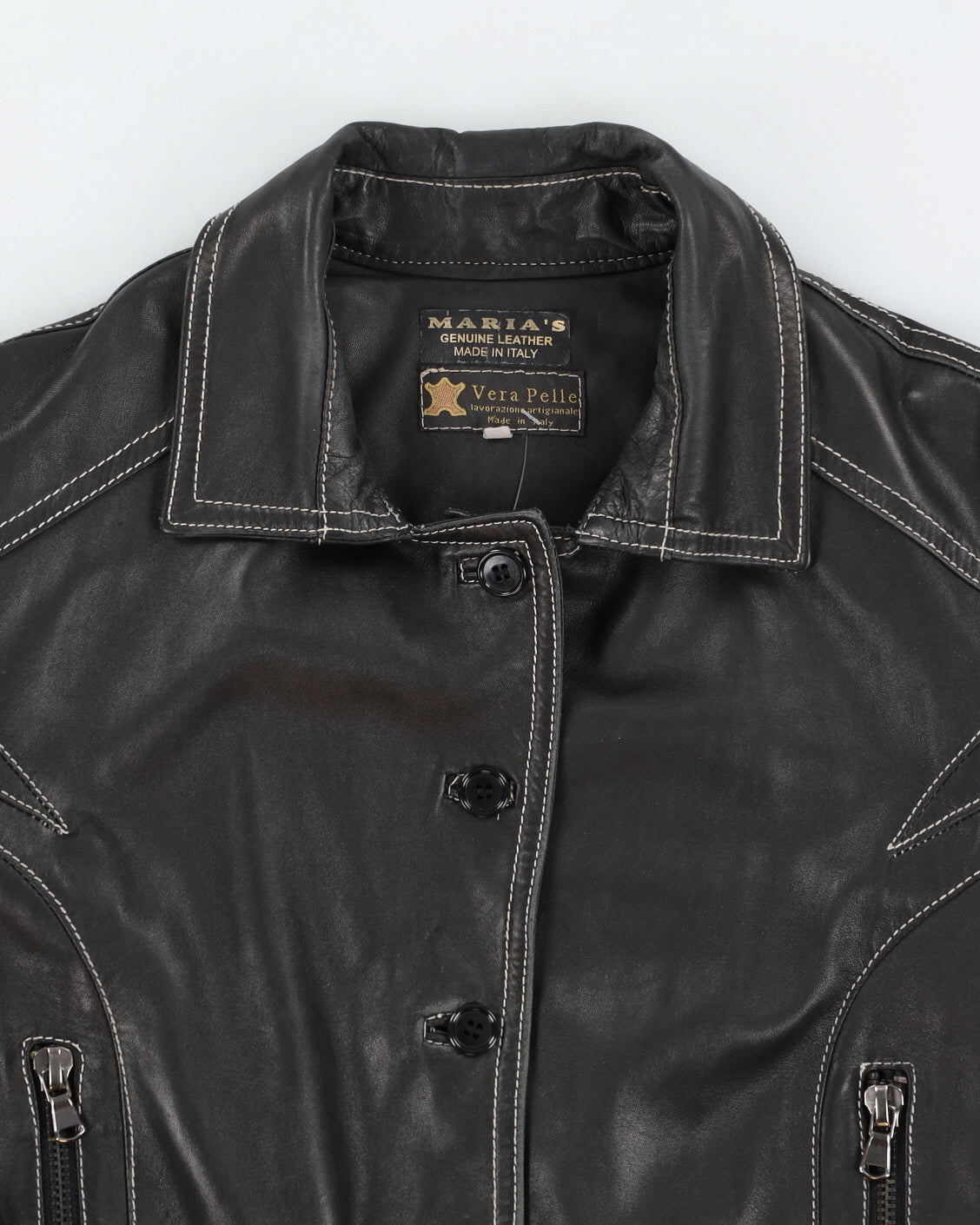 Vintage 90s Maria's Leather Jacket With Belt - M