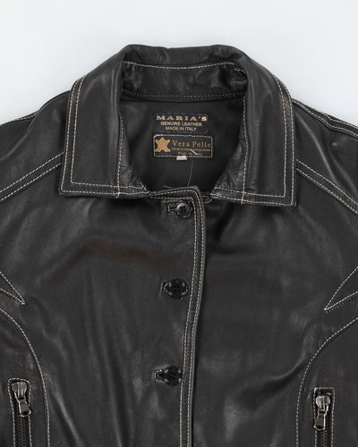 Vintage 90s Maria's Leather Jacket With Belt - M