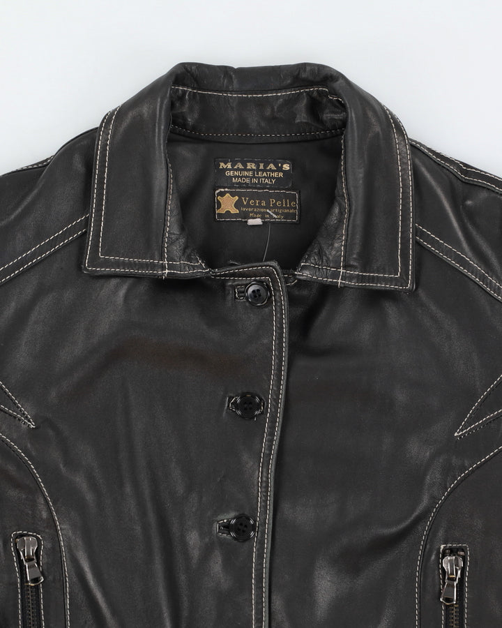 Vintage 90s Maria's Leather Jacket With Belt - M