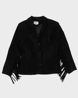 Vintage 80s Maxima For Henri Bendel Black Suede Tassel Jacket - L