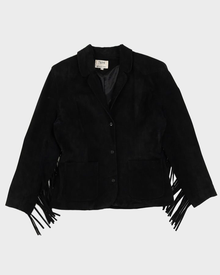 Vintage 80s Maxima For Henri Bendel Black Suede Tassel Jacket - L