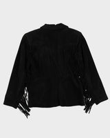 Vintage 80s Maxima For Henri Bendel Black Suede Tassel Jacket - L